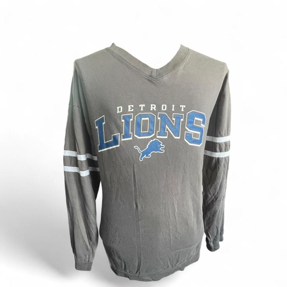 NFL Men's Grey and Blue Long Sleeve T-shirt Size Large